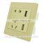 5pin socket with dual USB wall socket,input:AC110-250V 50-60HZ;Output:5V,2.1A