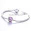 X327 Fashion Purple Cubic Crystal Love Charms Beads Sterling Silver 925