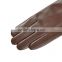 Simple style brown butterfly knot belt trim women sheepskin leather gloves