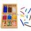 High quality wooden montessori mathematics toy checker board colorful beads