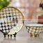 250ml Golden printing ceramic coffee mug with saucer