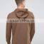 2016 Hot Sale Custom With Hood Longline Side Splits Brown Men's Lightweight 100% Organic Cotton Casual Pullover Blank Hoodies