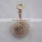 Myfur Wholesale Cute Baby Pink Small Rabbit Fur Pompom Keychain For Bag Charm