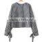 Runwaylover EY2333B Europe Style 2017 Women Fashion Flare Sleeve Plaid Blouse