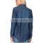 Contrast topstitch relaxed fit denim shirt women chest pocket denim shirt