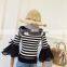 B22664A Elegant Ladies horn sleeve gauze stripe knit T-shirt