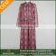 2015 new fashion style ladies print chiffon dress with button plachet