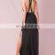 CHEFON Spaghetti strap women maxi dress black
