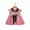 Girl Pink And Black Dance Printed Frock With Peterpan Collar