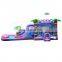 Waterproof Inflatable Pink Purple Palm Tree Water Splash Pool Slide Bouncer Bouncy Castle for Kid