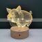 3D Wooden Led Lamp 7 Color Changing Round Wood Base for Acrylic