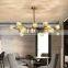 modern beautiful home decor e27 white crystal ceiling pendant light with gold frame