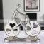 Customized creative couples biking ornaments silver-plated glazed ceramic home decor art ornaments