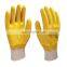 Light Weight Yellow Nitrile Glove Fully Dipped Gloves For Cotton Interlock