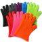 Custom Logo Cooking Baking BBQ Grill Microwave Waterproof Heat-Insulation Kitchen Gloves Extra Long Cotton Silicone Oven Mitts