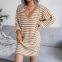 New striped hollow sweater dress knitted dress