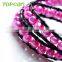 Topearl Jewelry 2016 Popular Potato Shape Rosy Freshwater Pearl Bracelet Woven Leather Wrap New Models Bracelets CLL163