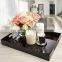 Black Acrylic Serving Tray Plastic Large Vanity Tray Coffee Table Tray with Handles