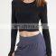 Autumn New Long Sleeve Gym Crop Top Ladies Slim Fit Sexy Yoga Wear T-Shirt Thumb Hole Workout Running Training Pullover