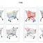 150L Asia 5 inch PU wheel Steel Shopping Trolley for Supermarket （surface : zinc and transparent powder coating）