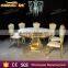 golden stainless steel round wedding dining table with led light MDF top