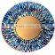 Amber color round MDF wooden and glass mosaic decorative bathroom wall mirror