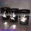 2016 new design snow pattern shaped electroplate black tealight candle glass