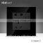 2015 China New Products Wallpad Luxury Black Crystal Glass 1 Gang 5 Pin Outlet Plug PowerWall Light Electric Switch Socket