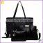 High quality pvc material woven black leather set handbag murah
