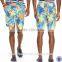 wholesale china floral print mens swim short with elastic drawstring waistband