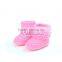 Warm Coral Fleece Vamp Newborn Fancy Baby Girl Shoes, Woolen fabric Baby Shoes with button