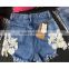 2016 Summer Fashion Women Destroyed Denim Shorts Ladies Lace Patchwork Tassel Fringed High Waist New Pattern Jeans