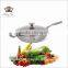 wholesales fashion camping cookware sets titanium chinese wok with glass lid