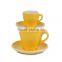 Logo Decal Artwork Design Decorated Customized Ceramic Stoneware Commercial Cups and Saucers Sets
