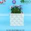 Glazed white and wash Geometric Patterned Mini square Ceramic Planter