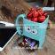 Creative square shape biscuit mug with funny face