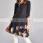 India Wholesale Cotton Tunic Black Floral-Contrast Tunic Design Western New Designer Kurtis Tunic Kurti Designs