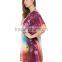 Relaxed fit lace v neck lakeside print kaftan women kaftan dress