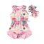 pink flower pattern floral printing ruffle Soft Newborn Bodysuit wholesale baby Girls Romper