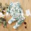 2Pcs Newborn Unisex Tie-dye Print Outfits Autumn Infant Baby Boy Girl Long Sleeve Round Neck Romper and Drawstring Trousers Set