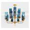 Antique decorative metal pendant blue glass chandelier