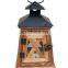 Rustic Wood Lantern Candle Tea Light Holder Candelabra Decoration with Metal Roof