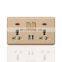 Universal 5 pin Wall Socket With Switch 16A  Flame retardant PC Panel Socket and Switches Electrical Metal Frame With LED light