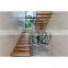Wood tread with led floating staircase designs foshan factory