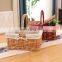 rural wind hand-woven cube wicker garden picnic storage baskets with handle 30x20x15cm