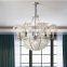 New silver iron chandelier for kitchen crystal glass pendant light for dining room