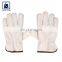 White Color Straight Thumb Color Binding Fashionable Leather Gloves Supplier