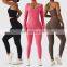3 Pcs Soft Ribbed Gym Leggings For Women Sets High Waist Yoga Sexy Fitness Bra