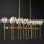 BOULE luxury living room hotel interior decoration double linear industrial metal transparent smoke gray crystal chandelier