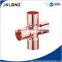 J9714 Cross 4 way solder joint copper fitting for pipe